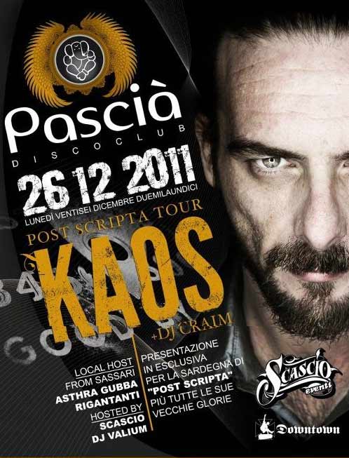 Post scripta tour Kaos al Villa Pascià, Olbia